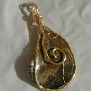 Fossilized Coral Wire Wrapped pendant